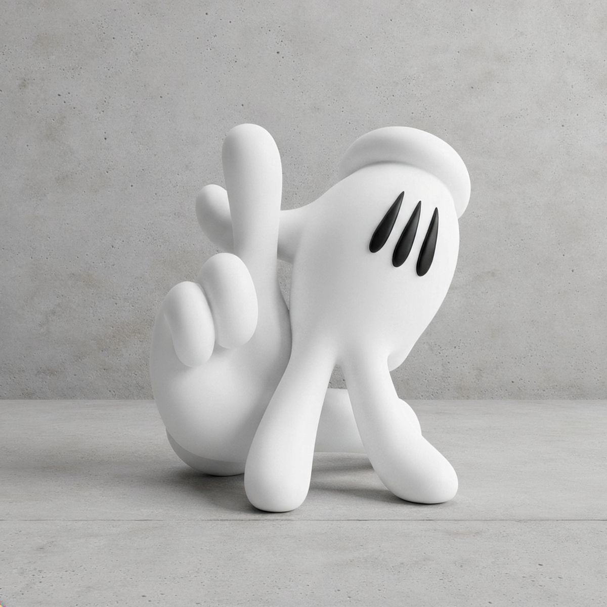 White Cartoon Glove Figure — 3D Printed Shelf Decor