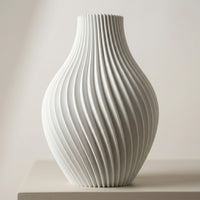 White Spiral Vase — Modern 3D Printed Sculptural Decor