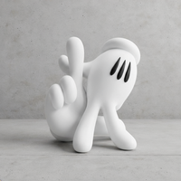 White Cartoon Glove Figure — 3D Printed Shelf Decor
