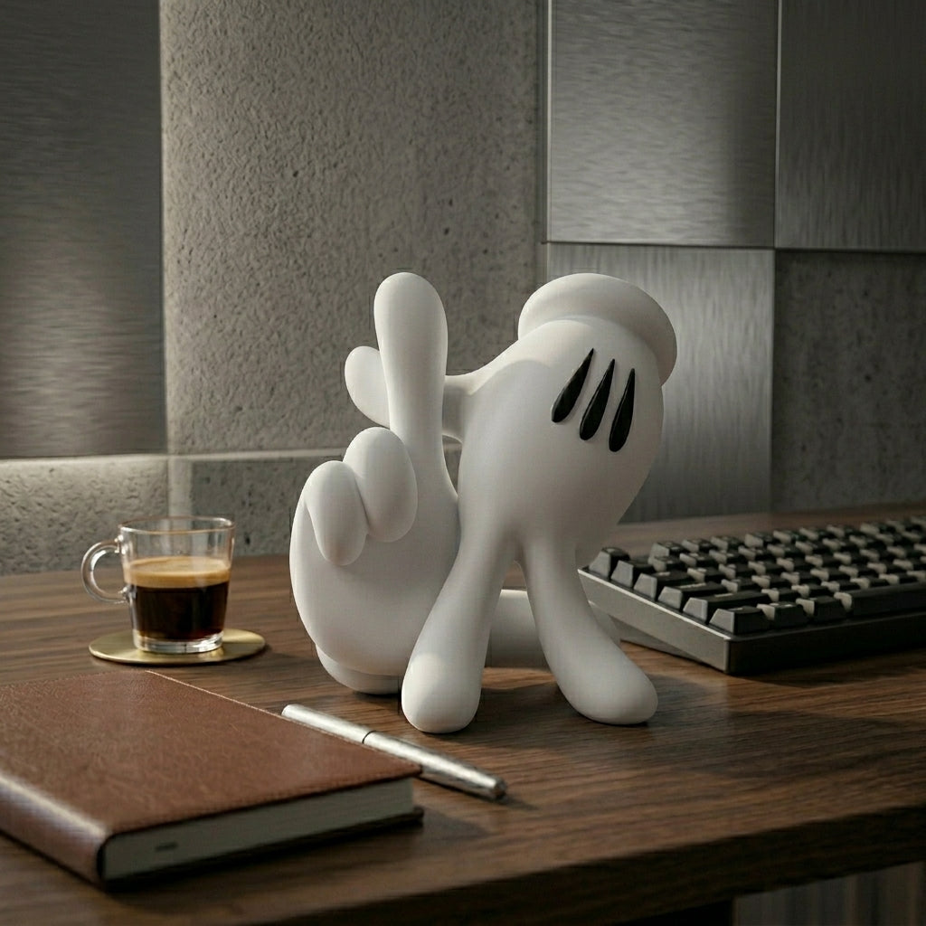 White Cartoon Glove Figure — 3D Printed Shelf Decor