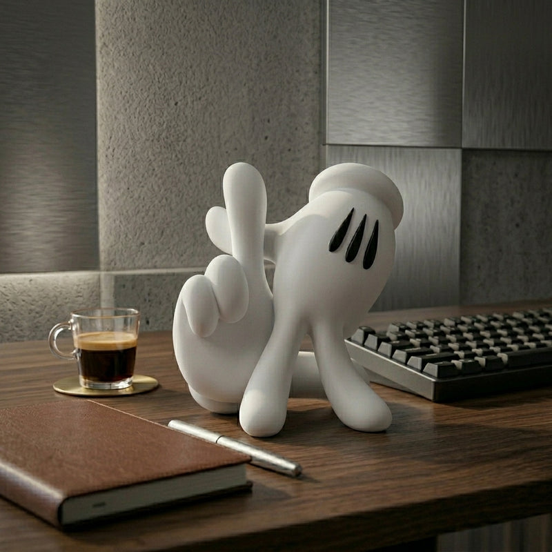 White Cartoon Glove Figure — 3D Printed Shelf Decor